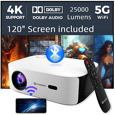 #ad VANKYO 4K Projector Bluetooth Native 1080P 5G WiFi LED Video Home Theater Cinema $109.39