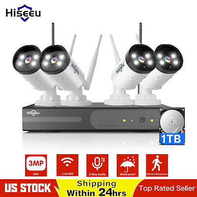 #ad Hiseeu Security Camera System Outdoor Wireless Audio Wifi Home CCTV 3MP 10CH NVR $155.99
