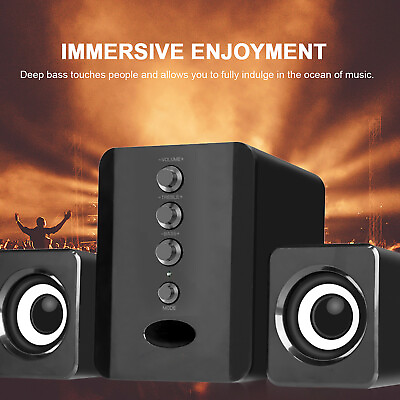 #ad Stereo Bass Sound USB Computer Speakers 2.1Channel for Laptop Desktop TV PC T2O8 $19.69