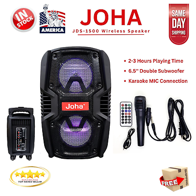 #ad Double 6.5quot; Portable Karaoke Bluetooth Speaker Wireless Sound System JOHA 1500 $47.99