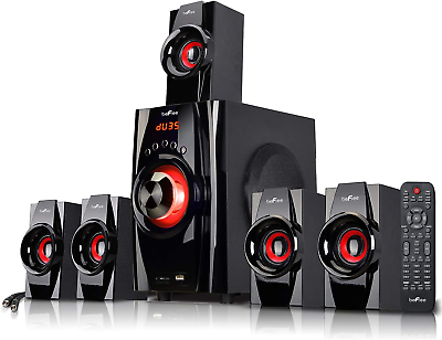 #ad 5.1 Channel Surround Sound Bluetooth Speaker System Red $139.99