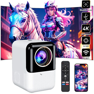 #ad Projector Android TV 4K 1080P UHD 5G WiFi LED Movie Video Home Theater HDMI US $73.99