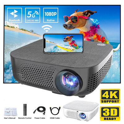 #ad #ad 4K 1080P HD 2.4G 5G WiFi Bluetooth LED Home Theater Projector Cinema 50000Lumens $153.67