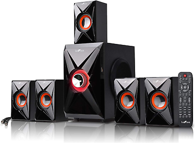 #ad beFree Sound 5.1 Channel Bluetooth Surround Sound Speaker System in Orange $137.01
