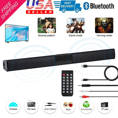 #ad Surround Sound Bar 4 Speaker System Wireless BT Subwoofer TV Home Theateramp;Remote $29.98