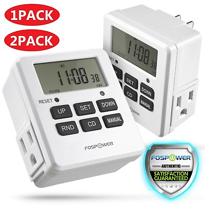 #ad #ad 7 Day Digital LCD Electric Programmable Dual Outlet Plug In Clock Timer Switch $19.99