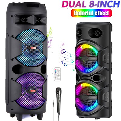 #ad 4600W Portable Bluetooth Speaker Subwoofer Heavy Bass Sound System Party Mic LED $75.99
