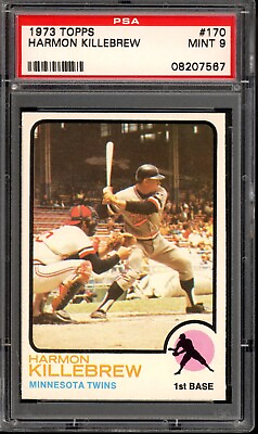 #ad 1973 Topps #170 Harmon Killebrew PSA 9 Minnesota Twins HOF Baseball Card $299.88