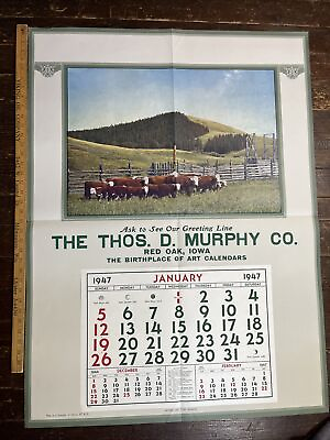 #ad 1947 Salesman Copy Calendar Home On The Range Red Oak IA Series 49R3 RARE VTG $120.00
