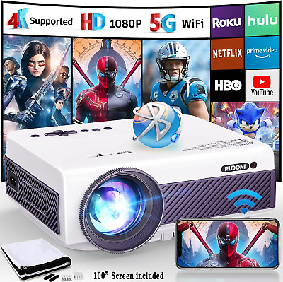 #ad Projector 5G Bluetooth 4K 11000L 1080P Portable Office Home Theater with Screen $189.99