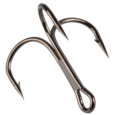 #ad 50pcs Stainless steel Fishing Treble Hook Jig Sharp Hook Fishing Tackle 1 0 14# $25.44