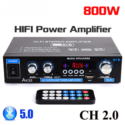 #ad Home Digital Amplifiers Bass Audio Power Bluetooth Hifi FM Subwoofer Speakers $61.24