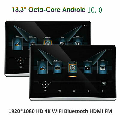 #ad 2X 13.3quot; Android 10 Car Headrest Monitor Screen IPS 1080P WIFI Bluetooth HDMI FM $552.95