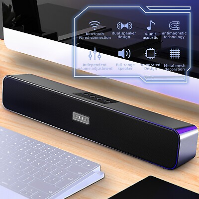 #ad Surround Sound 2 Speaker Bar Subwoofer Wireless Bluetooth System TV Home Theater $24.95