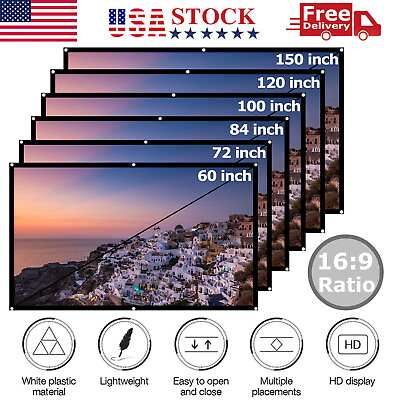 #ad Portable Foldable Projector Screen 16:9 HD Outdoor Home Cinema Theater 3D Movie $8.95