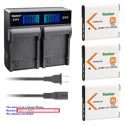#ad Kastar Battery LCD Rapid Charger for Sony NP BN1 BN1 NPBN1 amp;B Sony Type N Series $28.99