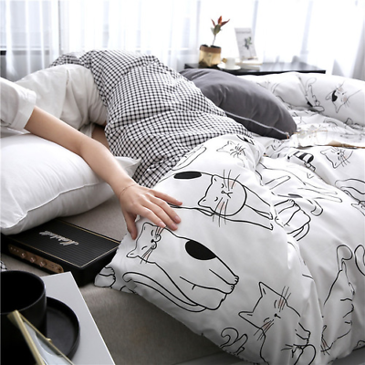 #ad 2021 home top New cartoon cat bedding set cotton kawaii quilt bedding set $85.82