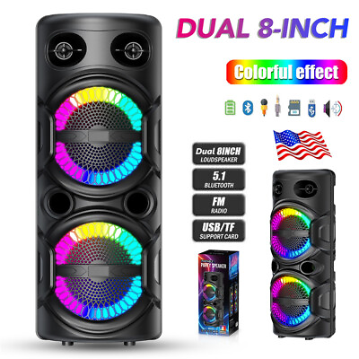 #ad 3000W Portable Bluetooth Speaker Sub woofer Heavy Bass Sound System Party Mic $47.99