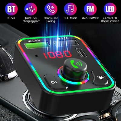 #ad Bluetooth 5.0 Car Wireless FM Transmitter Adapter 2USB PD Charger Hands Free AUX $6.40