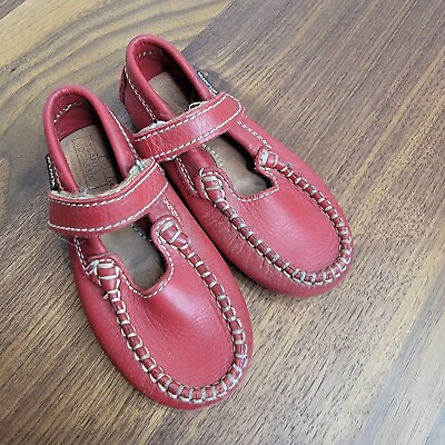#ad Atlanta Mocassin for Kids Boy Girl European 23 US 7 Red Leather Shoes $34.95
