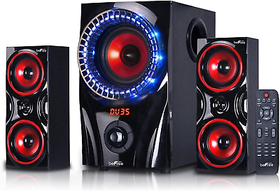 #ad Red Bluetooth Surround Sound System 2.1 Channel Home Theater TV USB SD FM $126.19