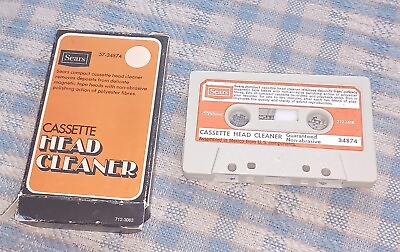 #ad Vintage Sears Audio Cassette Tape Head Cleaner In Original Box 57 34874 $6.99