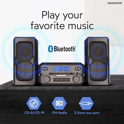 #ad Home Stereo System with Bluetooth CD FM Radio Remote Shelf Audio Bookshelf Black $66.98